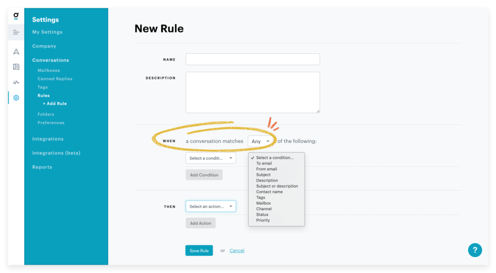 Help desk automation based on conditional logic