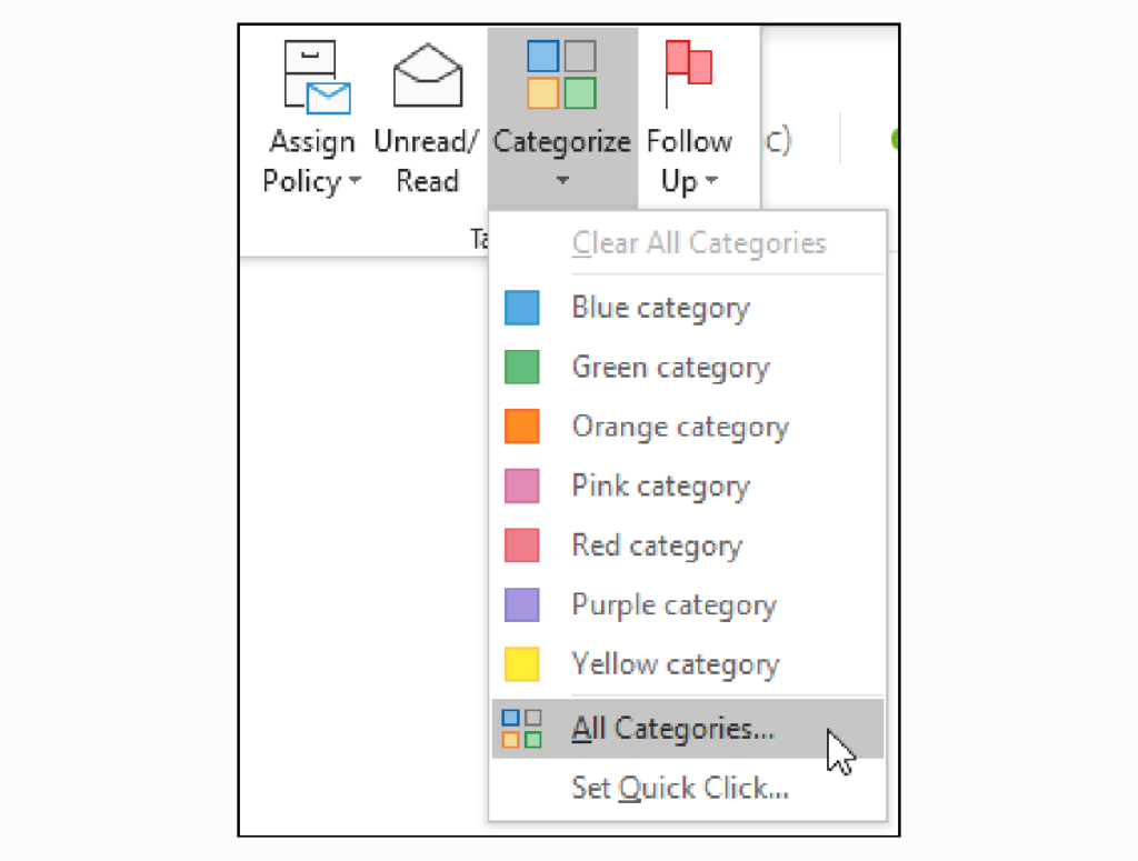 Outlook categories