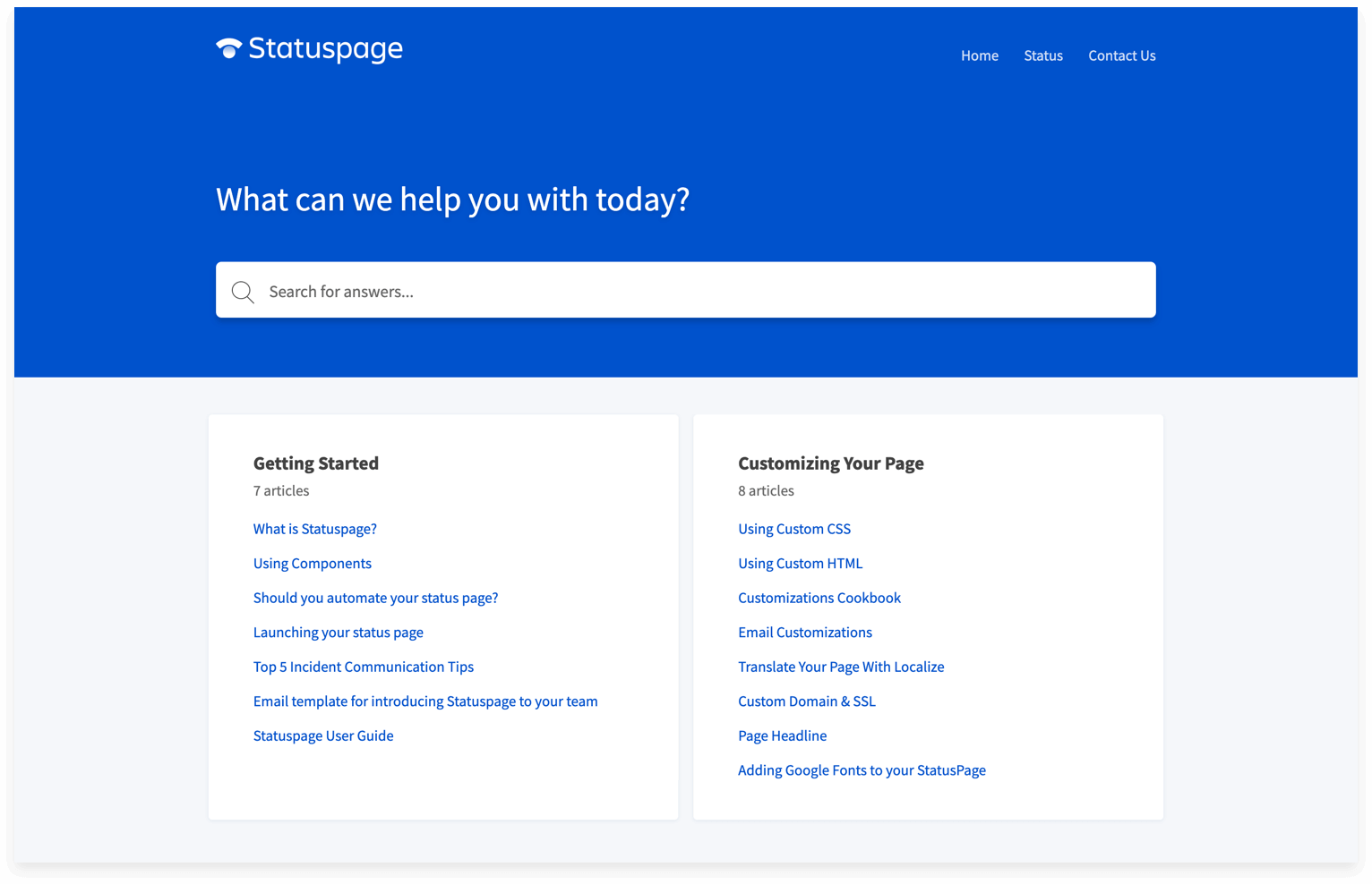 Statuspage’s knowledge base